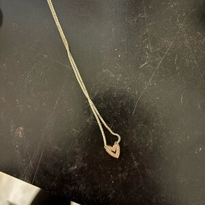 Pandora Silver Heart Necklace with Pink Accents